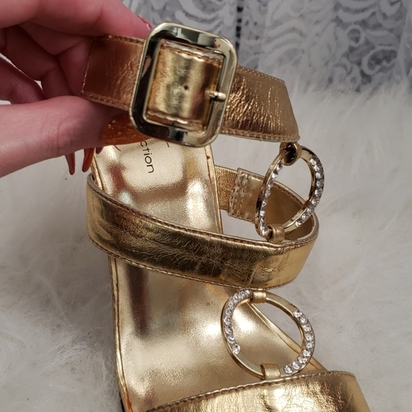Metallic Gold/O Ring Rhinestone Heels - Picture 3 of 5